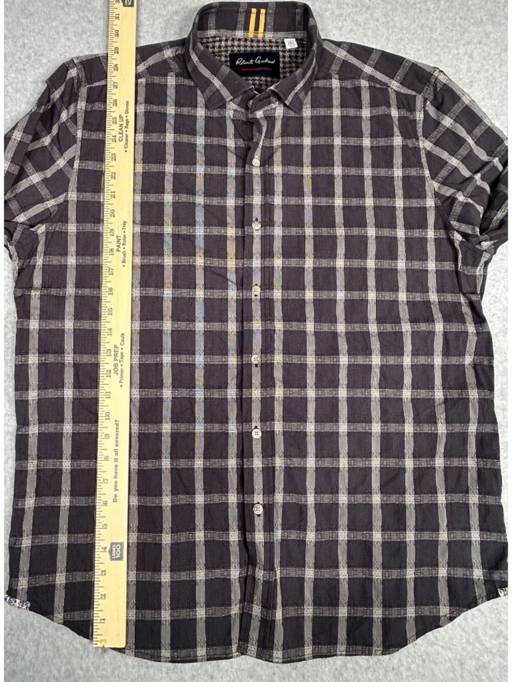Robert Graham Men's 2XL Plaid Button Down Shirt Long Sleeve Charcoal Gray Black - Picture 4 of 7
